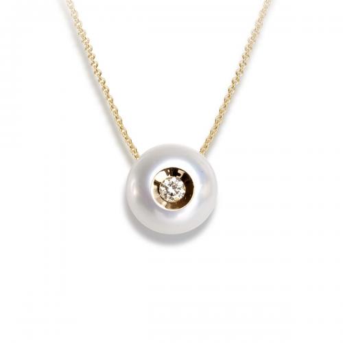 Diamond in a Pearl Pendant