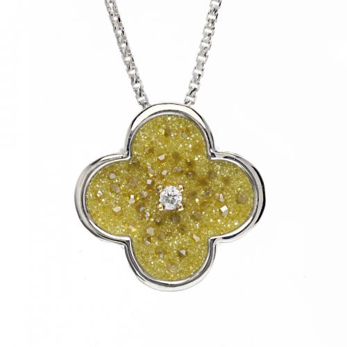 Galaxia Pendant With Lab-Grown Yellow Diamond Druzy